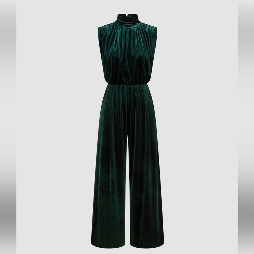 Emerald Green Velvet Jumpsuit